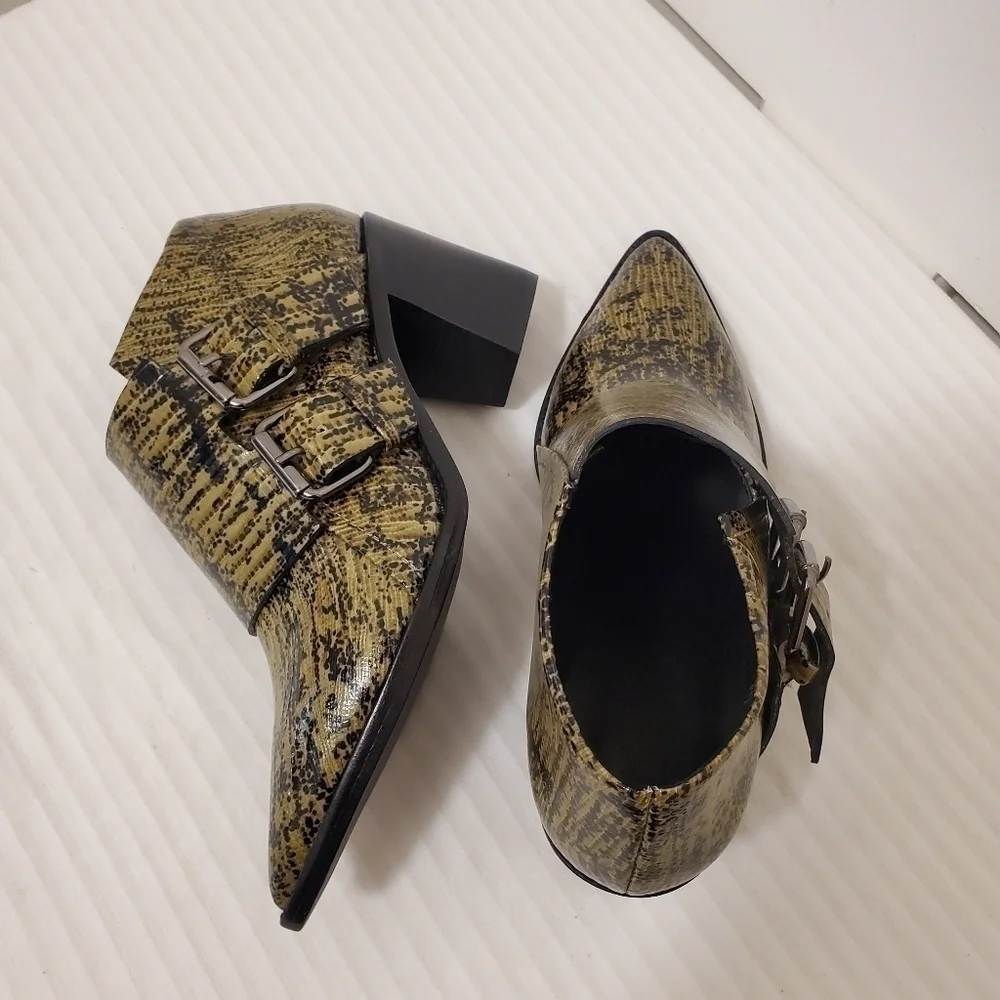 NWOB Tibi Billie Lizard Embossed Leather Ankle Booties Size 36, Unique, Sharp